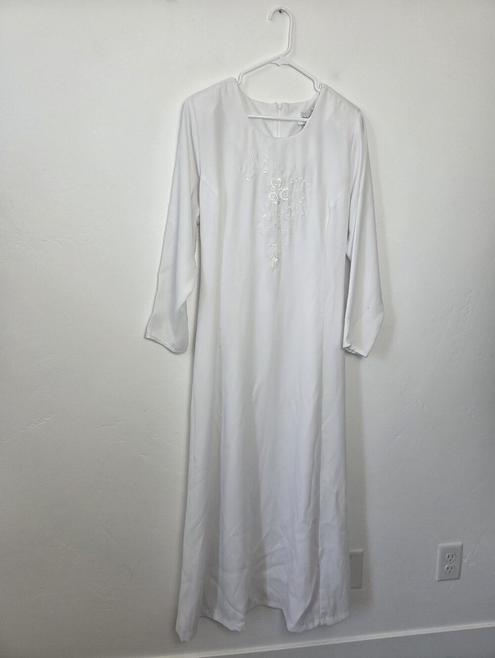 Vintage Jody California White Maxi Dress Temple Wedding Baptism Modest 16 W P